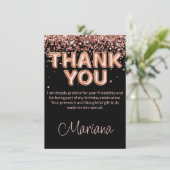 Rose Gold Black Anniversaire Carte de remerciement (Debout devant)