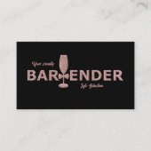 Rose Gold & Black Event Bartender Carte de visite (Devant)