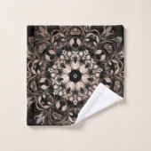 Rose Gold Black Floral élégant Mandala (Gant de toilette)