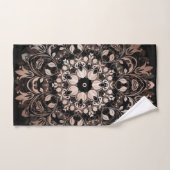 Rose Gold Black Floral élégant Mandala (Serviette à main)