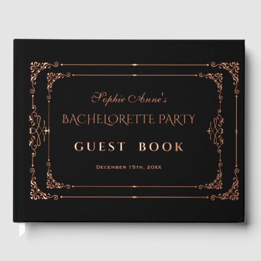 Rose Gold Black Flourt Frame Bachelorette Party (Recto)