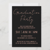 Rose Gold & Black Grad Party Photo Invitation (Dos)