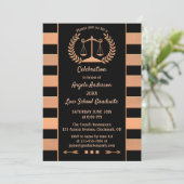 Rose Gold Black Law School Graduation Invitation (Debout devant)
