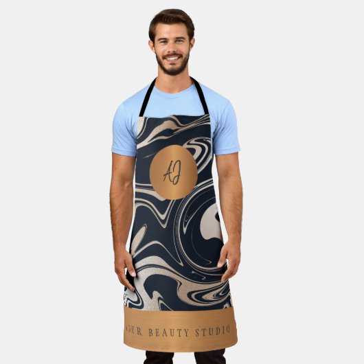 Rose gold black marble pattern salon name monogram schort (Gedragen)