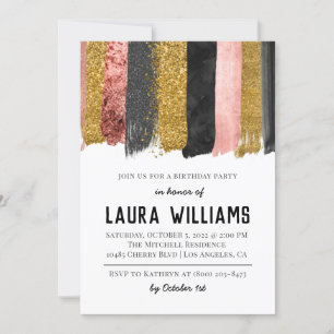 Rose Gold & Black Tape Anniversaire Invitation