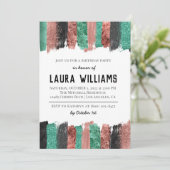 Rose Gold & Black Tape Anniversaire Invitation (Debout devant)