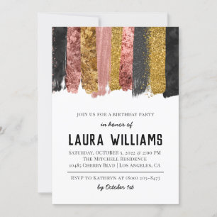 Rose Gold & Black Tape Anniversaire Invitation