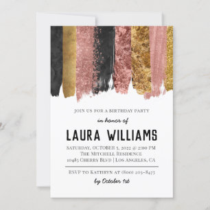 Rose Gold & Black Tape Anniversaire Invitation
