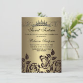 Rose Gold & Black & Tiara Invitation Anniversaire (Debout devant)