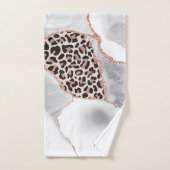 Rose Gold Blanc Luxe Imprimé Léopard Agate (Serviette à main)