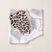 Rose Gold Blanc Luxe Imprimé Léopard Agate (Gant de toilette)