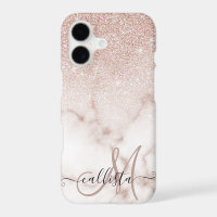 Rose Gold Blanc Pailleté Marbre Dégradé Glamour