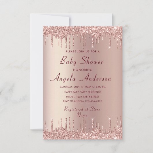 Rose Gold Blush Baby Girl Shower Invitation (Devant)