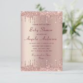 Rose Gold Blush Baby Girl Shower Invitation (Debout devant)