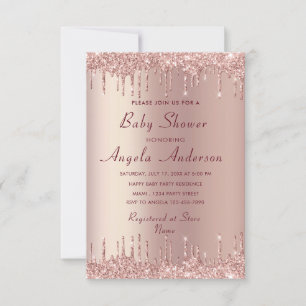 Rose Gold Blush Baby Girl Shower Invitation