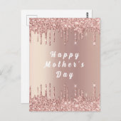 Rose Gold Blush Drips Carte de fête des mères (Devant / Derrière)