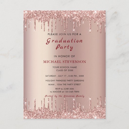 Rose Gold Blush Drivers Votre Invitation de la fêt (Devant)