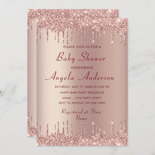 Rose Gold Blush Drives Baby shower Invitation (Devant / Derrière)