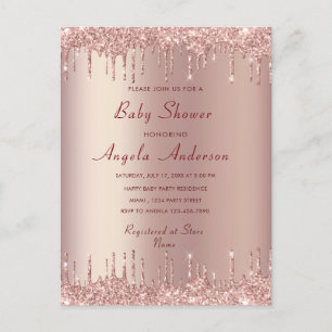 Rose Gold Blush Drives Chic Baby shower Invitation