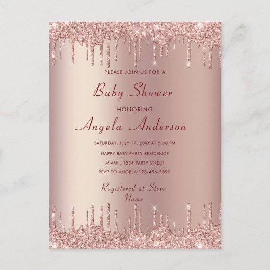 Rose Gold Blush Drives Chic Baby shower Invitation (Devant)