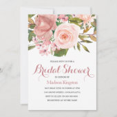 Rose Gold & Blush Flowers Invitation Fête des mari (Devant)