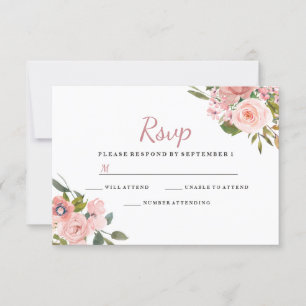 Rose Gold & Blush Flowers Mariage RSVP