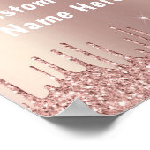 Rose Gold Blush Glitter Drips Custom Text Poster (Coin)