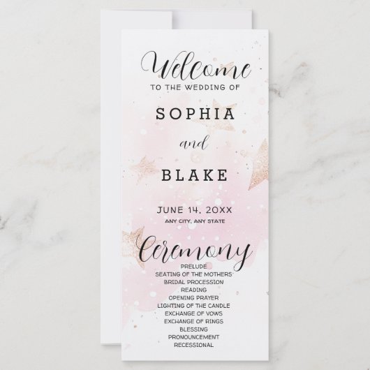 Rose Gold, Blush & Off White Stars Programme de ma (Devant)