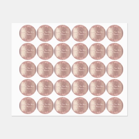 Rose Gold Blush Parties scintillant Étiquettes Tex (Feuille)