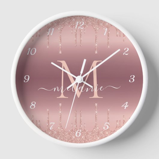Rose Gold Blush Parties scintillant Horloge Nom pe (Recto)