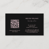 Rose Gold Blush Pink Black Floral | QR Code Visitekaartje (Achterkant)