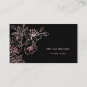 Rose Gold Blush Pink Black Floral | QR Code Visitekaartje (Voorkant)