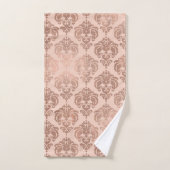 Rose Gold Blush Rose Moderne Glam Damask (Serviette à main)