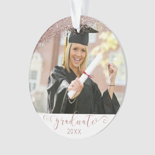 Rose Gold & Blush Script Graduate Photo Keepsaké (devant)