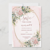 Rose Gold Bohème Rustique Faire-Part de Date d'Enr (Devant)