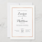 Rose Gold Border Faire-part de mariage moderne (Devant)