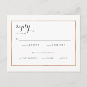 Rose Gold Border Mariage moderne Carte de réponse