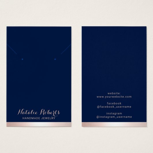 Rose Gold Border Navy Bijoux bleus (Devant & derrière)