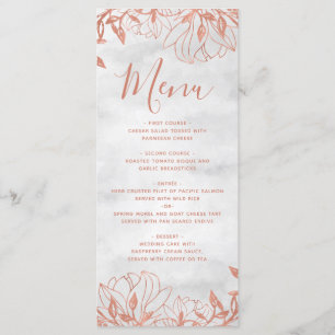 Rose Gold Botanical Floral Grey Menu Mariage