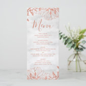 Rose Gold Botanical Floral Grey Menu Mariage (Debout devant)