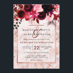 Rose Gold & Bourgogne Floral Wedding Invitations<br><div class="desc">Bourgogne Floral & Rose Gold Marbled Elégante invitation de mariage hivernal ! ~ Regardez ma boutique pour voir l'ensemble de la suite mariage pour ce design!</div>