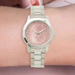 Rose Gold brossé Parties scintillant métallique No<br><div class="desc">Personnalisez facilement ce design de montre chic branché avec une jolie parties scintillant brillante en or rose sur un arrière - plan métallique brossé en or rose.</div>