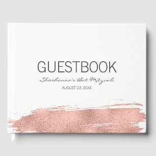 Rose Gold Brushstroke Bat mitzvah Livre d'or