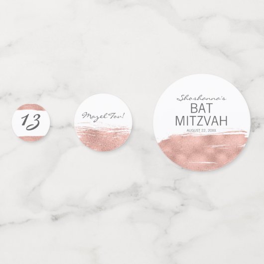 Rose Gold Brushstroke Bat mitzvah Table Confetti (Devant)