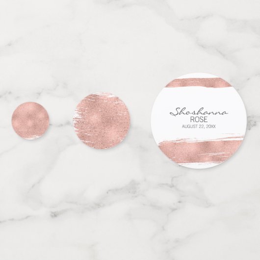 Rose Gold Brushstroke Bat mitzvah Table Confetti (Derrière)