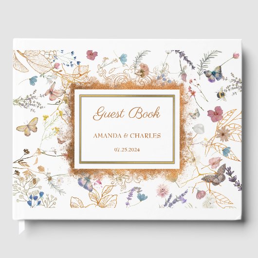 Rose Gold Butterfly Garden Mariage Livre d'invité (Recto)