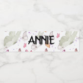 rose gold butterfly waterfles etiket (Enkel label)