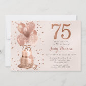 Rose Gold Cake 75th Birthday Invitation (Devant)