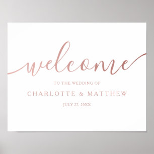 Rose Gold Calligraphie Bienvenue Poster Mariage