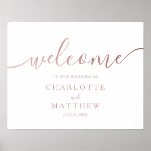 Rose Gold Calligraphie Bienvenue Poster Mariage